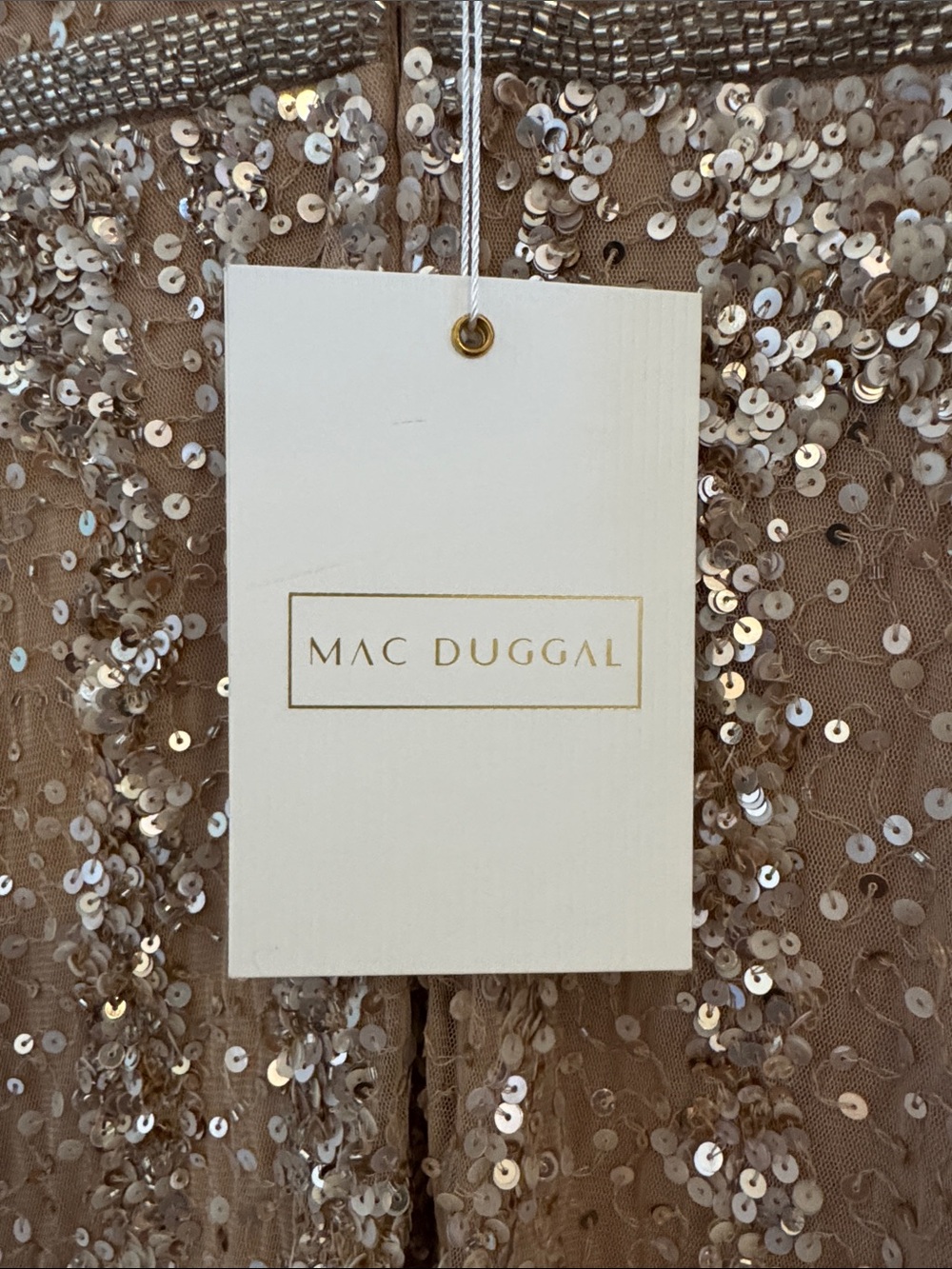 Mac Duggal 5619 Beige Embellished Illusion High Neck Cap Sleeve Gown Size 8 NWT - Picture 10 of 11